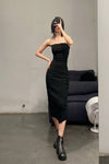 Marc le bihan belted tube top dress 21938-E21 BLACK